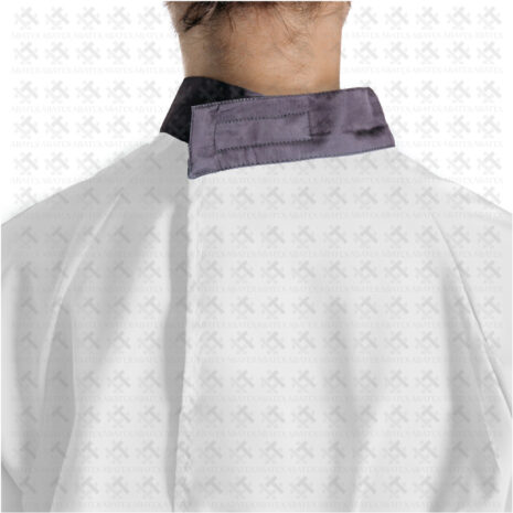 men's black collar back Clinical Apron White Details Black