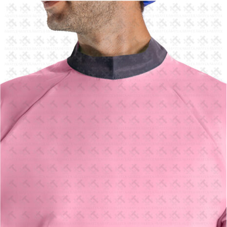 men collar Clinical Apron Pink Details Black
