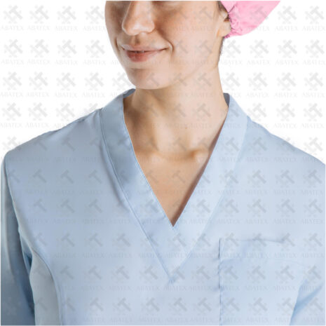 Women's Light Blue Scrub v collar top