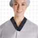 Clinical apron gray with black v collar