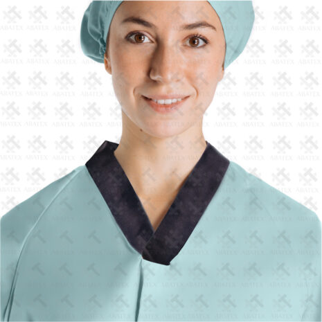 Clinical apron green with black v collar