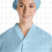 Clinical apron light blue v collar