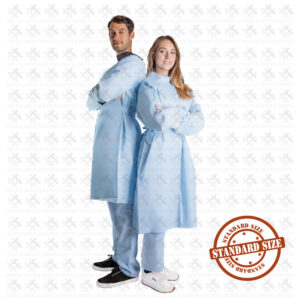 couple standard light blue clinical apron